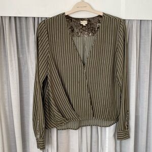 Striped V-Neck Long Sleeve Blouse